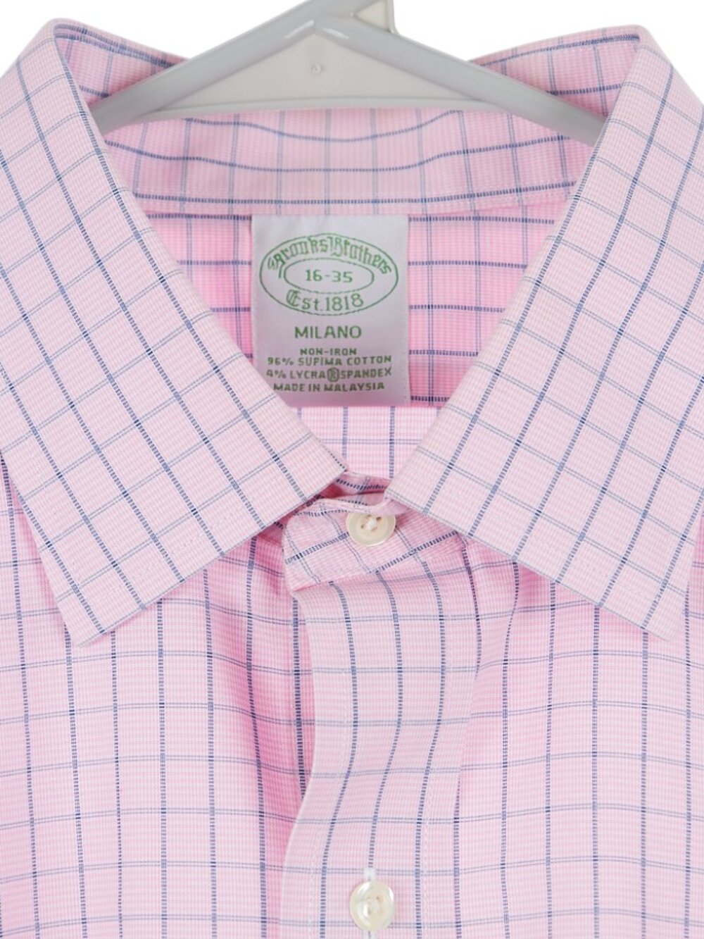 Brooks Brothers Milano Supima Cotton Lycra Button Up Shirt Pink Men's 16-35 - Picture 2 of 5